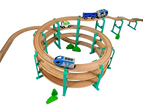 Briocks® - Spiralschienenhalter für Holzeisenbahnen - Kompatibel mit BRIO, Thomas, Lillabo, IKEA, Melissa & Doug, Oxybul, Playtive und vielen Anderen! (4 Ebenen) von Briocks