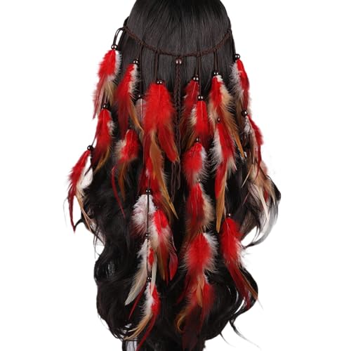 Briskorry Feder-Stirnband, Boho-Hippie-Kopfschmuck, Tribal-Kopfschmuck im Stil der amerikanischen Ureinwohner, Fasching, karneval,Party, Haarschmuck für Damen und Mädchen von Briskorry