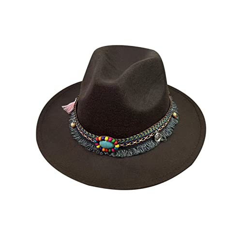 Cowboy Kostüm Damen Unisex Cowboy Zylinder Vintage Ethnischer Cowgirl Hut Universal Ritter Cosplay Party Requisiten Hut ConcertTour Neuheit Kostüm Western Cowboy Hut Cosplay Partys Kostüm (K, M) von Briskorry