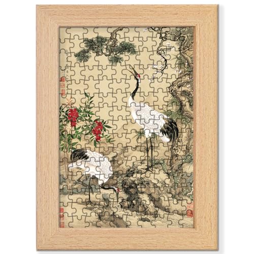 3 Shen Quan – Pinienpflaume Doppelkranich-Diagramm, 20,3 cm Bilderrahmen-Puzzle (168 Teile) von Bristlegrass