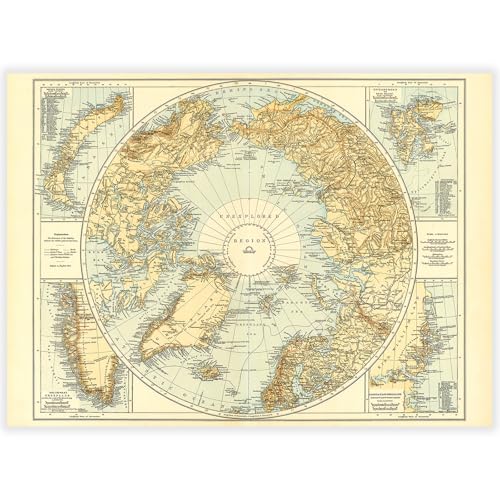 Bristlegrass 500 Teile Die antike Weltkarte der Nordpolarregionen 1895 Puzzle, Puzzle für Erwachsene, 500 Teile und höher, Puzzles Geschenk für Frauen und Mutter, Weihnachtspuzzle für Familie und von Bristlegrass