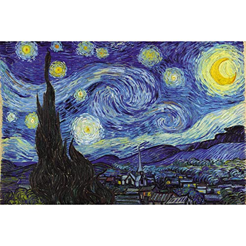 Bristlegrass Holz-Karton Puzzle Jigsaw 500 Stück für Erwachsene Van Gogh Famous Paintings - Die Sternennacht, Klassisch, 1 Set, 1 Puzzle, 500 Teile, 500 Stück, ab 6 Jahren von Bristlegrass