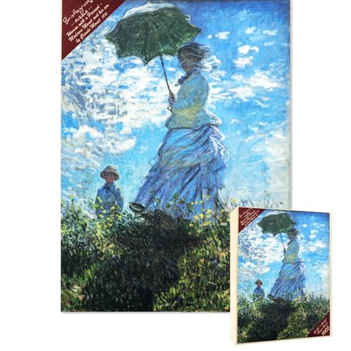 Bristlegrass Holzpuzzle 1000 Teile Puzzle für Erwachsene, Frau mit Sonnenschirm - Madame Monet und ihr Sohn Teile passen perfekt zusammen Geschenke Kunst dekorative Malerei Puzzle (1000 Stück) von Bristlegrass