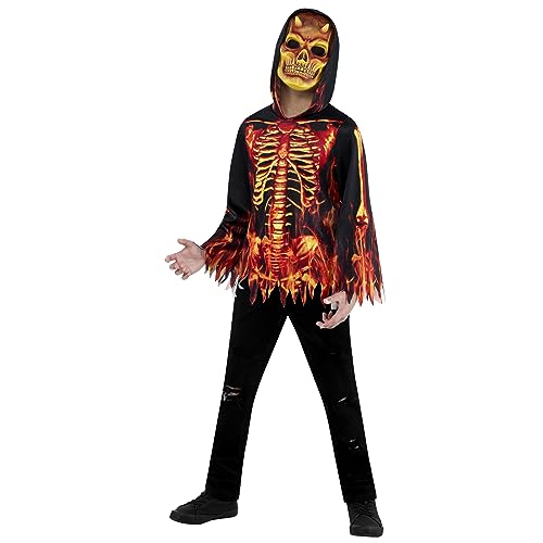 Bristol Novelty 1000766L000 Forum Kostüm Feuerteufel, Kapuzenshirt und Maske, für Kinder/Jungen, mehrfarbig, 11–12 Jahre Halloween von Bristol Novelty