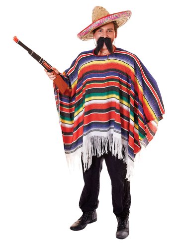 Bristol Novelty AC331 Mexikanischer Poncho für Erwachsene, Kostüm, für Herren, mehrfarbig, Einheitsgröße von Bristol Novelty