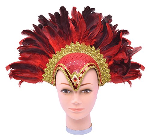 Bristol Novelty BA071A Kopfschmuck, für Damen, roter Helm, Einheitsgröße Federhelm, Juwelen und Feder, Rot von Bristol Novelty