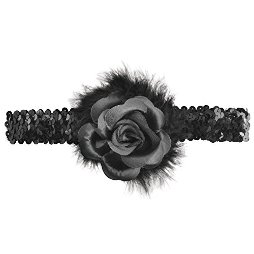 Bristol Novelty BA1318 Flapper Stirnband mit Rose, Schwarz, Damen, Einheitsgröße von Bristol Novelty