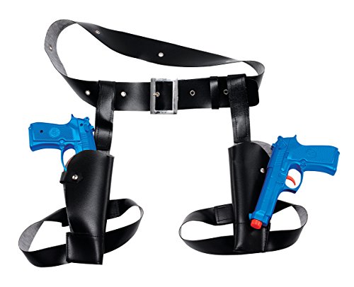 Bristol Novelty BA481 Doppel-Oberschenkelholster mit Waffen im Set, 1 Set, blau, Einheitsgröße Halloween von Bristol Novelty