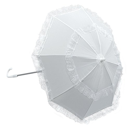 Bristol Novelty BA774 Weißer Sonnenschirm mit langem Griff, Unisex Adult, White, Einheitsgröße von Bristol Novelty