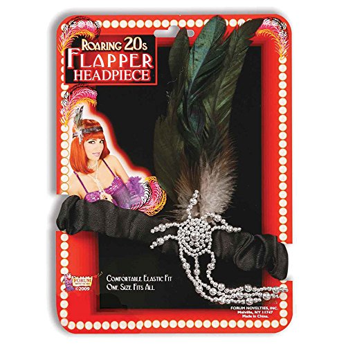 Bristol Novelty BA886 Flapper Stirnband mit Federn, Schwarz, Damen, Mehrfarbig, One Size von Bristol Novelty