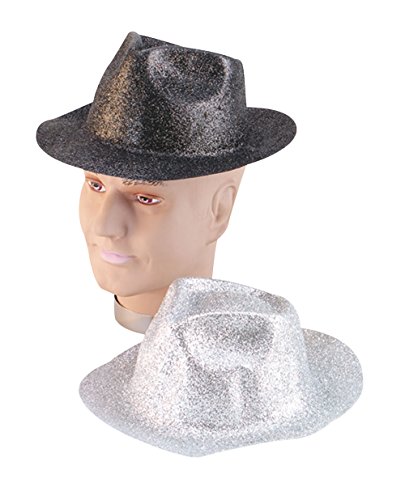 Bristol Novelty BH085 Glitzernder silberfarbener Kunststoff-Trilby, Unisex-Erwachsene, Silber, Einheitsgröße von Bristol Novelty