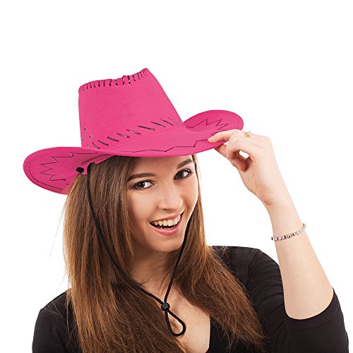 Bristol Novelty BH487, rosa, Unisex, Einheitsgröße Knallpinker genähter Cowboyhut aus Leder, Einfarbig von Bristol Novelty