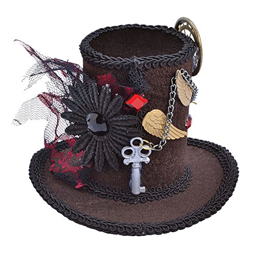 Bristol Novelty BH612 Steampunk-Mini-Zylinder, hoch, für Damen, Einheitsgröße Halloween, Brown von Bristol Novelty