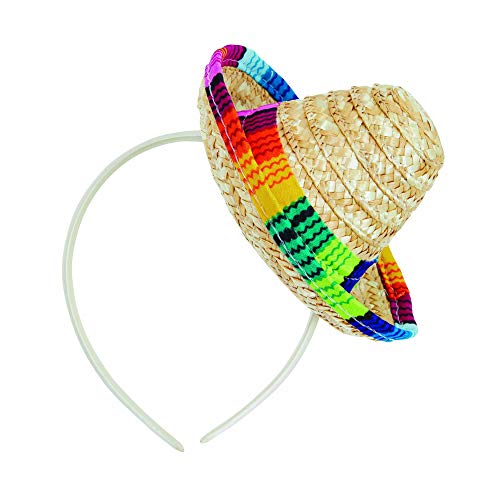 Bristol Novelty BH693 Mini-Sombrero aus Stroh auf Stirnreif, unisex, mehrfarbig, Einheitsgröße von Bristol Novelty