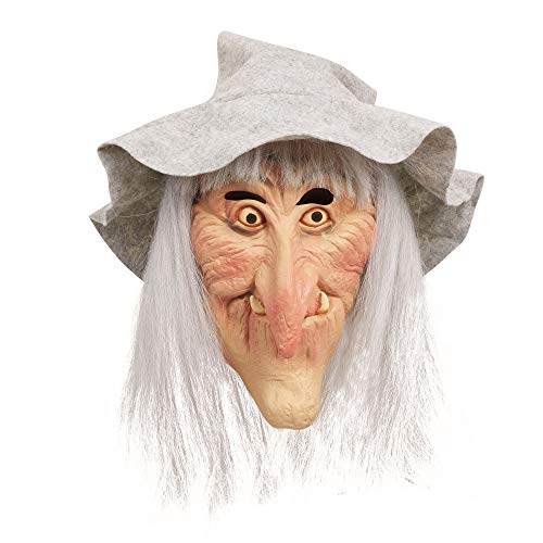 Bristol Novelty BM200 Hexenmaske mit grauem Hut und Haar, Grey, Einheitsgröße von Bristol Novelty