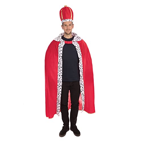 Bristol Novelty Elegantes Roter König Robe & Hut Kostüm Set für Erwachsene – Perfekt für Partys, Cosplay, Krönung, Historisch, Königshaus, Welttag des Buches und besondere Anlässe von Bristol Novelty