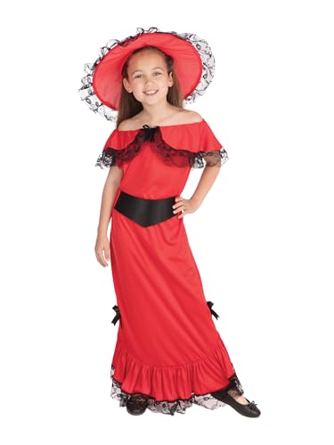 Fancy Me Mädchen Scharlachrot Mädchen Saloon West Gegangen Mit Der Wind Welttag des Buches-Tage-Woche Halloween Karneval Kostüm Kleid Outfit 4-14 Jahre - 12-14 Years von Bristol Novelty