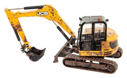 Britains Muddy JCB Midi-Bagger, Traktor und Farm Spielzeug aus hochwertigem Druckguss-Metall und Plastik, interaktives Spielzeug für Kleinkinder ab 3 Jahren und Fans originalgetreuer Modelle 43279 von Britains