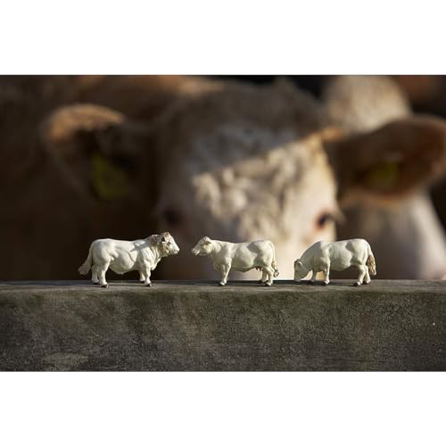 Britains Tierfiguren Charolais Kühe - Traktor Spielbauernhof Figuren - zum Spielen und Sammeln ab 3 Jahren - Sammlermodell - 3 Stück, Weiß von Britains