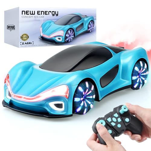 Britik 【Ferngesteuertes Auto Spielzeug für Kinder 4 5 6 7 8 Jahre alt Junge】Drift RC Stunt Auto mit Lichtspray & Sound, Programmierbare RC Autos, Geburtstagsgeschenke Rennspielzeug für 4-7 8-12 Jahre von Britik