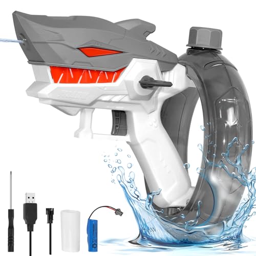 Britik Spielzeug 3-8 Jahre Kinder: Wasserpistole Elektrische Spielzeug Geschenk für 3 4 5 6 7 8 9 10 Jahre Junge Elektrisch Wasserpistole für Erwachsene Kinder Automatische Water Gun Blaster-Grau von Britik