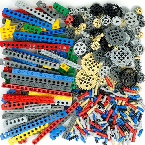 Technic ersatzteile，Technische Teile Sets, Stein Noppen mit Löcher, Zahnrad, Pins Stecker Kreuzstangen Verbinder in verschiedenen Größen - kompatibel mit große Marke，Spielzeug für Jungen, Erwachsene von BroTex