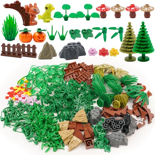 Pflanzen Bäume Zubehör Dschungel-Botanical Parts Bricks Flower Leaf Forest Flower Plants Pieces Building Blocks Set, Tiere Eichhörnchen Vögel Gras Garten Haus Spielzeug von BroTex