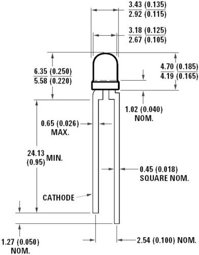 Broadcom HLMP-1301 LED bedrahtet Rot Rund 3mm 11 mcd 60° 10mA 1.9V von Broadcom