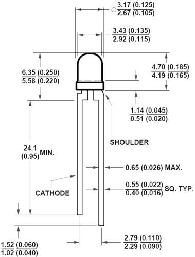 Broadcom HLMP-K101 LED bedrahtet Rot Rund 3mm 45 mcd 60° 20mA 1.8V von Broadcom