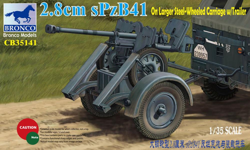 2.8cm sPzb41 On Larger Steel-Wheeled carriage w/Traile von Bronco Models