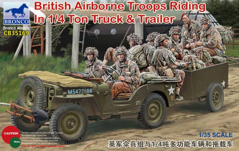 British Airborne Troops Riding In 1/4Ton Truck & Trailer von Bronco Models