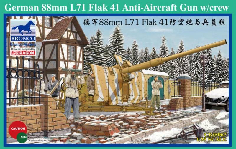 German 88mm L71 Flak 41 Anti-Aircraft Gun w/Crew von Bronco Models