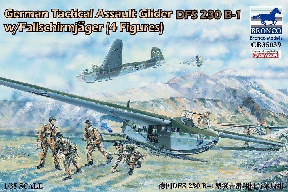 German Tactical Assault Glider DFS 230 B-1 w/Fallschirmjäger (4 Figuren) von Bronco Models