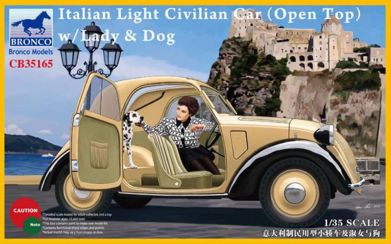 Italian Light Civilian Car(Open Top) w/Lady & Dog von Bronco Models