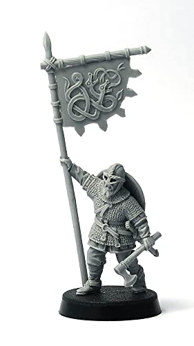 Brother Vinni Viking Standard Bearer Miniature, Wargame, SAGA 28mm, Resin, Grey von Brother Vinni