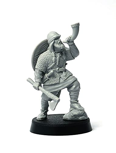 Brother Vinni Viking Trumpeter Miniature, Command Pack, SAGA 28mm, Resin, Grey von Brother Vinni