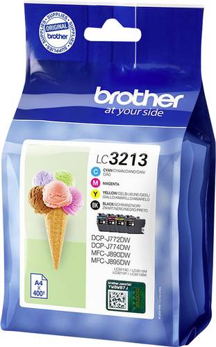 Brother Druckerpatrone LC3213 Original Kombi-Pack Schwarz, Cyan, Magenta, Gelb LC3213VAL von Brother