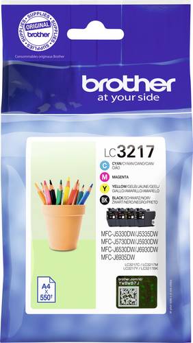 Brother Druckerpatrone LC3217 Original Kombi-Pack Schwarz, Cyan, Magenta, Gelb LC3217VAL von Brother