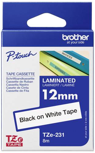 Brother Schriftband 10er Set TZe TZe-231 Bandfarbe: Weiß Schriftfarbe:Schwarz 12mm 8m von Brother