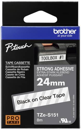 Brother Schriftband Extra stark klebend TZe TZe-S151 Bandfarbe: Transparent Schriftfarbe:Schwarz 24m von Brother