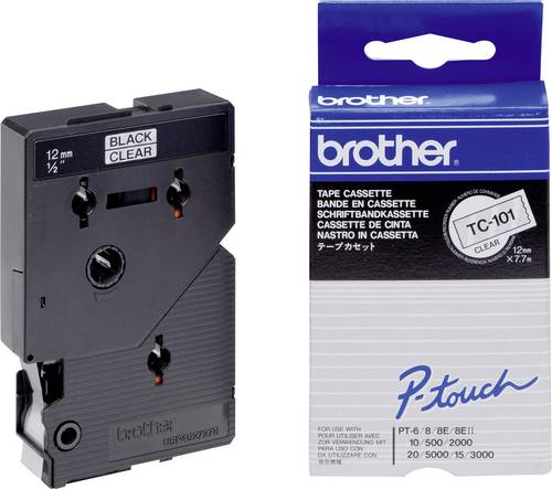 Brother Schriftband TC TC-101 Bandfarbe: Transparent Schriftfarbe:Schwarz 12mm 7.7m von Brother