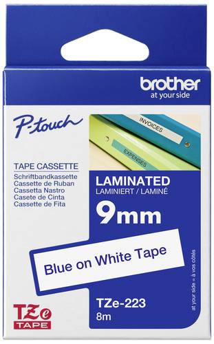 Brother Schriftband TZe TZe-223 Bandfarbe: Weiß Schriftfarbe:Blau 9mm 8m von Brother