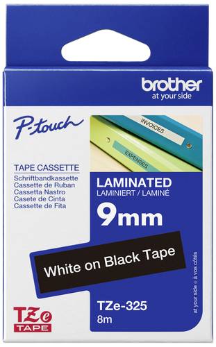 Brother Schriftband TZe TZe-325 Bandfarbe: Schwarz Schriftfarbe:Weiß 9mm 8m von Brother