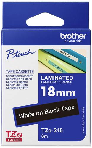 Brother Schriftband TZe TZe-345 Bandfarbe: Schwarz Schriftfarbe:Weiß 18mm 8m von Brother