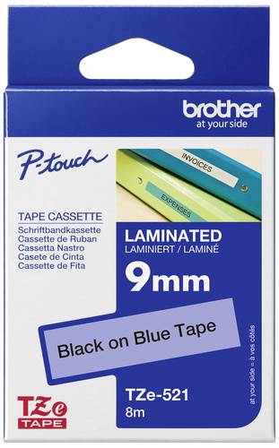 Brother Schriftband TZe TZe-521 Bandfarbe: Blau Schriftfarbe:Schwarz 9mm 8m von Brother