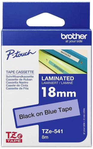 Brother Schriftband TZe TZe-541 Bandfarbe: Blau Schriftfarbe:Schwarz 18mm 8m von Brother