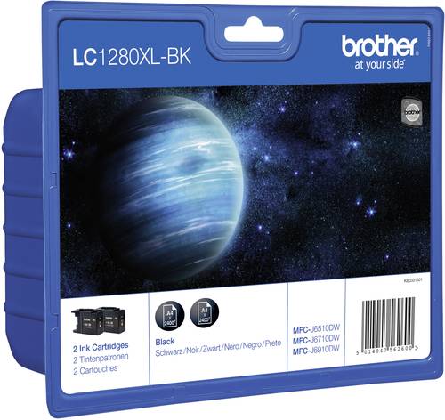 Brother Druckerpatrone LC-1280XLBK Original 2er-Pack Schwarz LC1280XLBKBP2DR von Brother