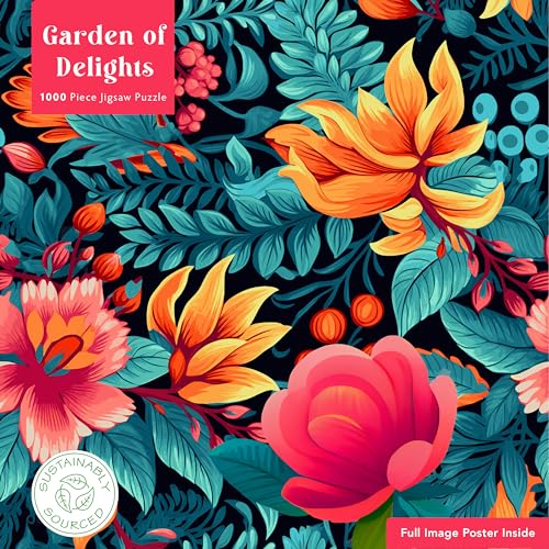 Puzzle - Garten der Freuden: Unser faszinierendes, hochwertiges 1.000-teiliges Puzzle (73,5 x 51 cm) in Stabiler Kartonverpackung von Flame Tree Gift