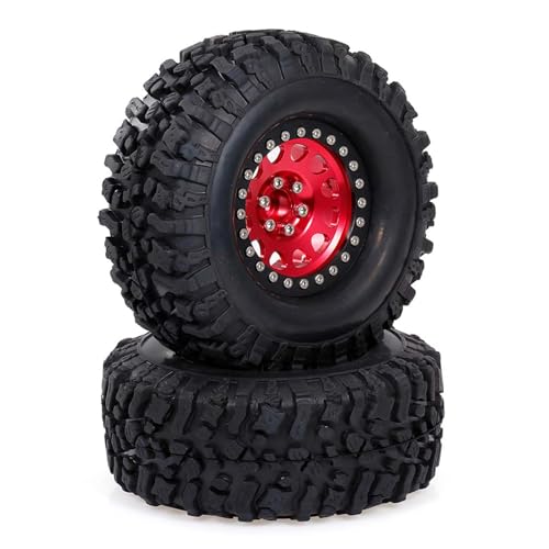 2PCS High Grip 2,2 Zoll RC Gummireifen Legierung Beadlock Felgen Rad Upgrade Teile für Hsp Redcat Rc4wd Axial Scx10 D90 Hpi RC Crawler, Crawler Rad mit Felge, Geeignet für 1/10 von Brrnoo