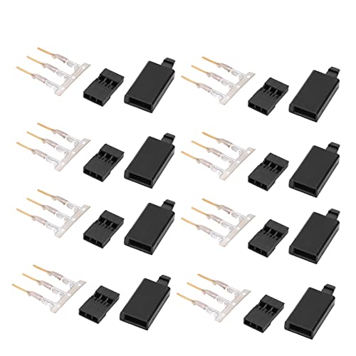 Brrnoo 100Set RC-Servo-Stecker-Set, 3-poliges Gehäuse, JST-Stecker, Hergestellt mit Kaltpresstechnik, Vollständig Ummantelt, Messingmaterial, ABS mit Hoher Festigkeit, 100 Sätze Stecker von Brrnoo